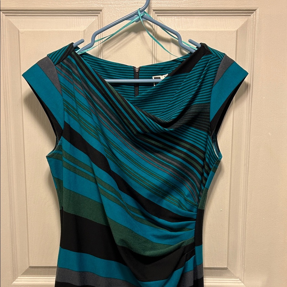 Teal and Black Striped Dress